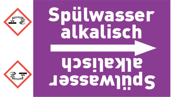 Kennzeichnungsband Spülwasser alkalisch violett/weiß bis Ø 50 mm 33 m/Rolle